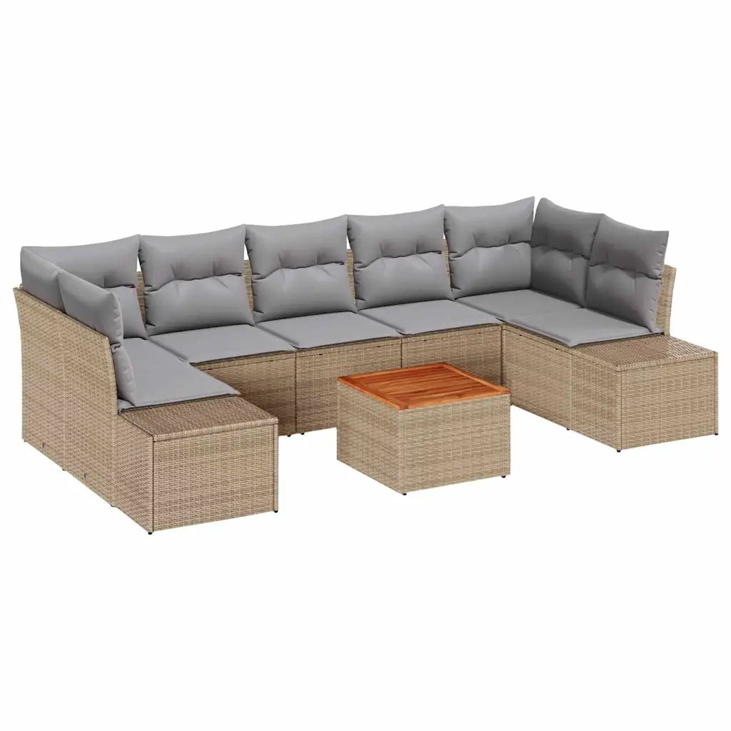 Set Divano da Giardino 8 pcs Beige e Grigio Chiaro polyrattan 3356593