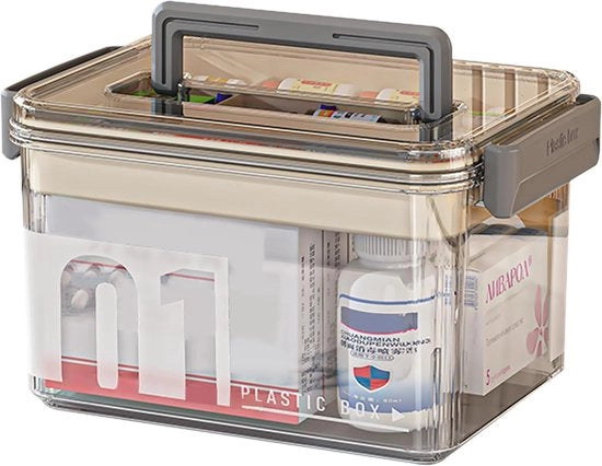 Cassa Portatile per Medicinali per la Conservazione Domestica – Kit di Primo Soccorso con Meccanismo di Sicurezza e Design Transparente