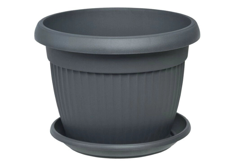 Vaso Terra Giardino 55 Antracite Senza Sottovaso Set 2 Pezzi- Arca
