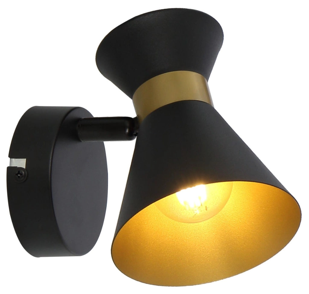 Applique moderna Breda nero/oro 1xE14 40W Reality in metallo