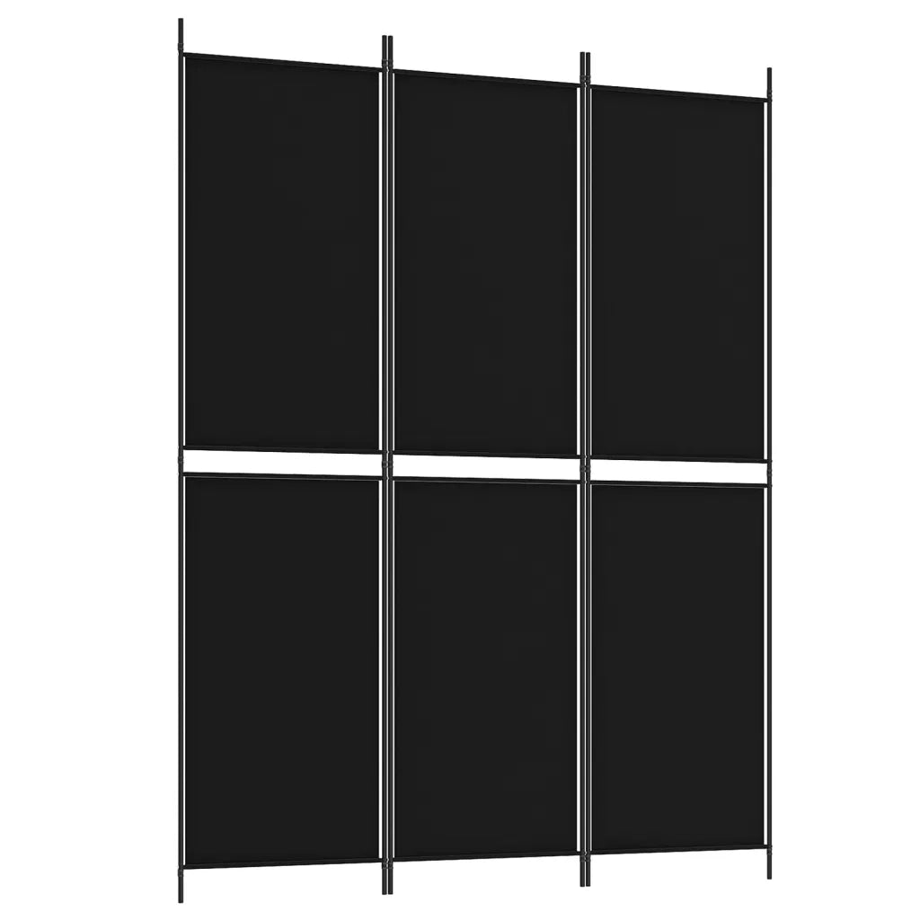 Divisorio a 3 Pannelli Nero 150x200 cm in Tessuto 350229
