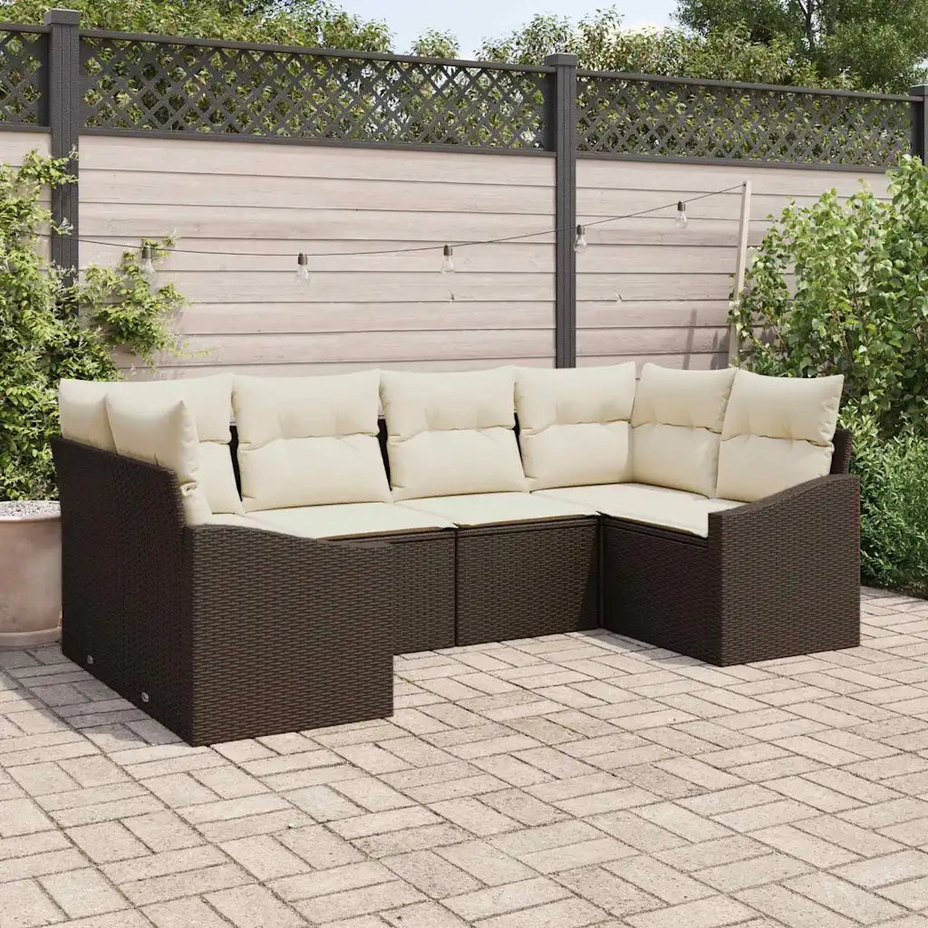 Set di divani con cuscino 6 pcs Marrone polyrattan