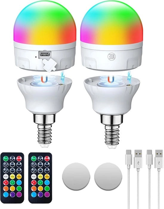 Lampada LED senza Filo Riscaldamento con Comando a Distanza E14 USB-C (2 pezzi)