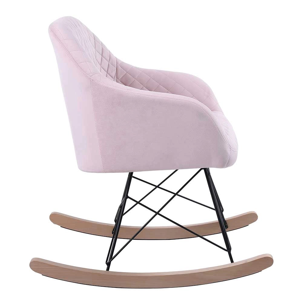 Poltrona Sedia Dondolo Relax Base Slitta Scandinavo Imbottita Design Unic Rosa