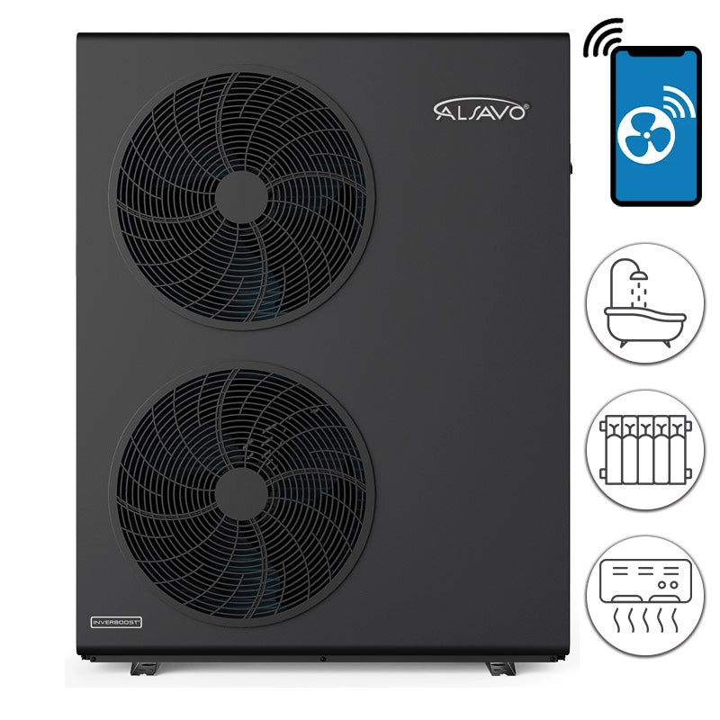 Pompa di calore aria acqua full inverter ALSAVO i16 da 16.5 kW, riscaldamento casa fino a 235 m²