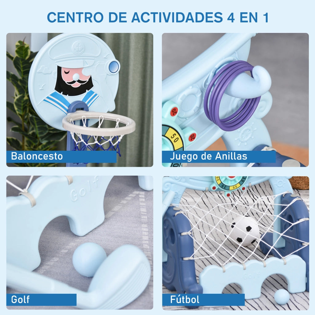 Cestino da Basket con Supporto e Altalena ¨C Minimal ¨C 58x56x154 cm Blu