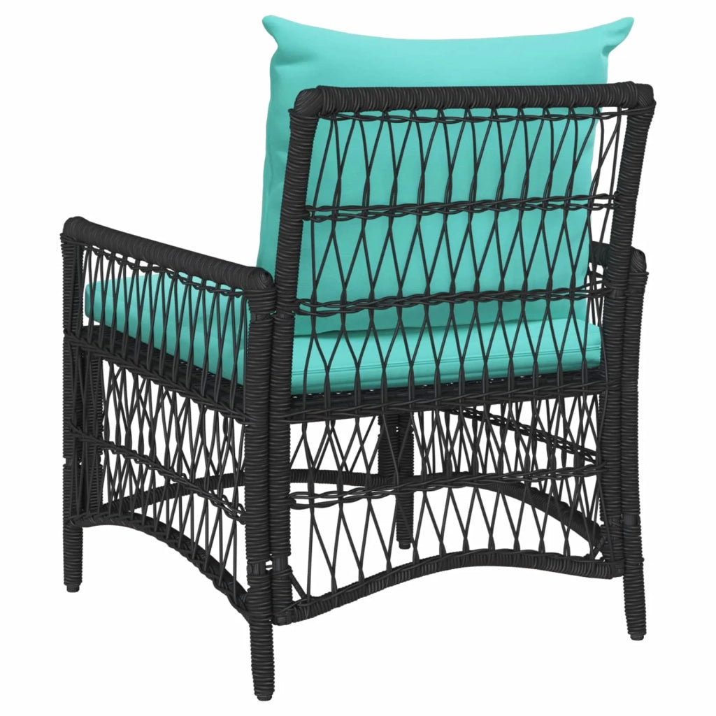 Sedia da Giardino con cuscino Nero 73 x 61 x 77 cm polyrattan 42006225