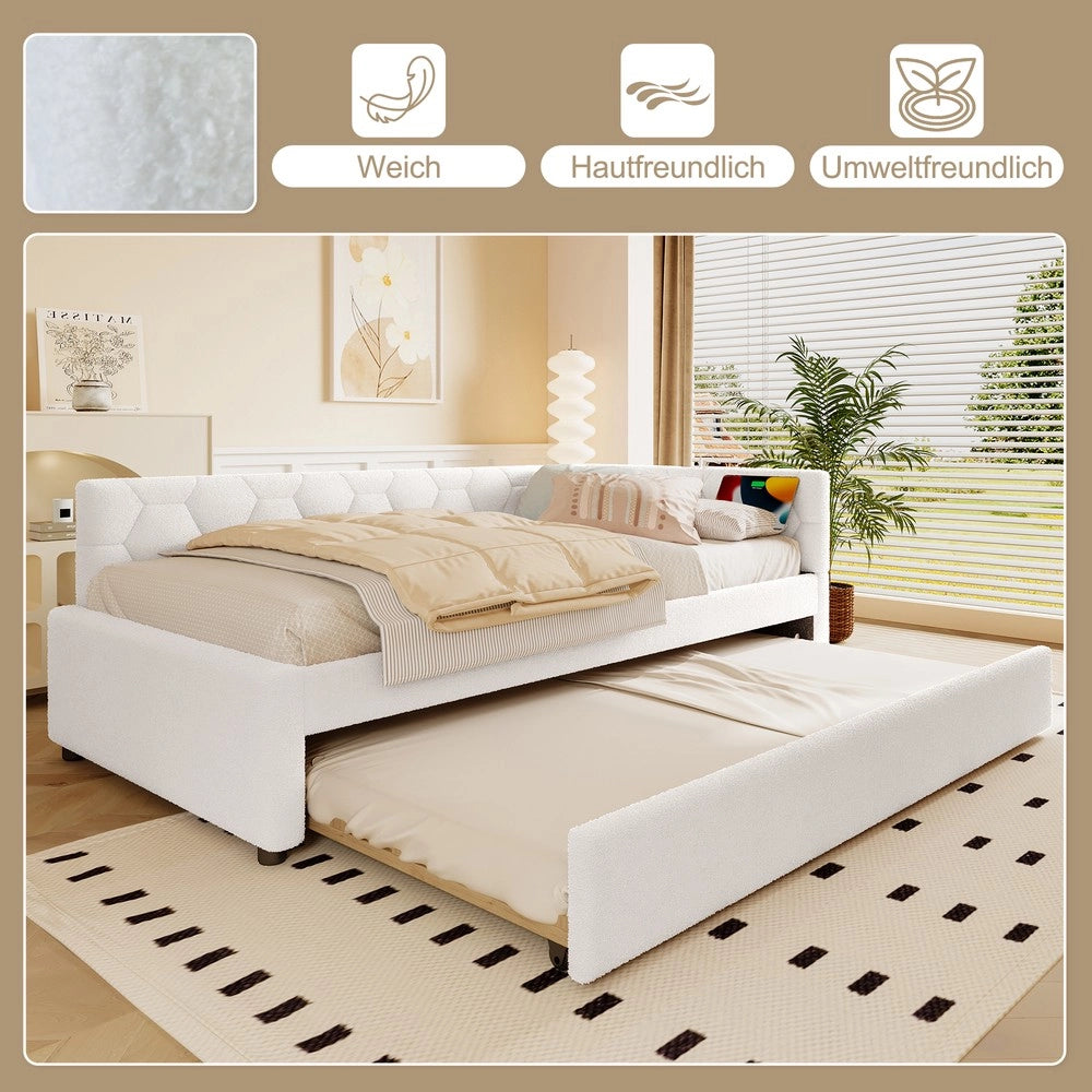 Letto Singolo con Divano e Rete a Doghe ¨C MINIMAL ¨C Bianco 90x200 cm