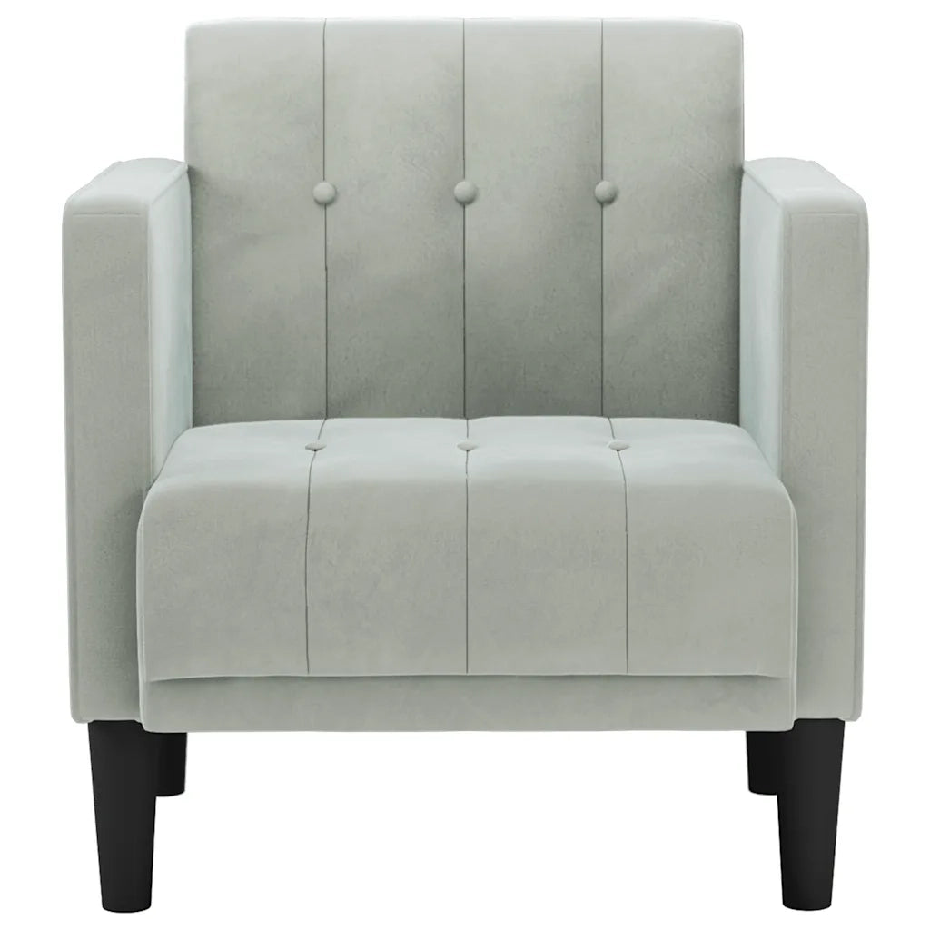 Divano Poltrona | Sedia con Braccioli Grigio Chiaro 53 cm in Velluto