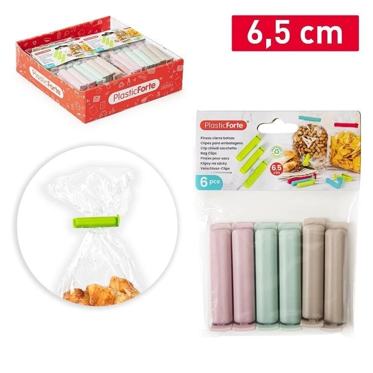 Set 6 Pezzi Chiudipacco Salvafreschezza Color 6,5 cm