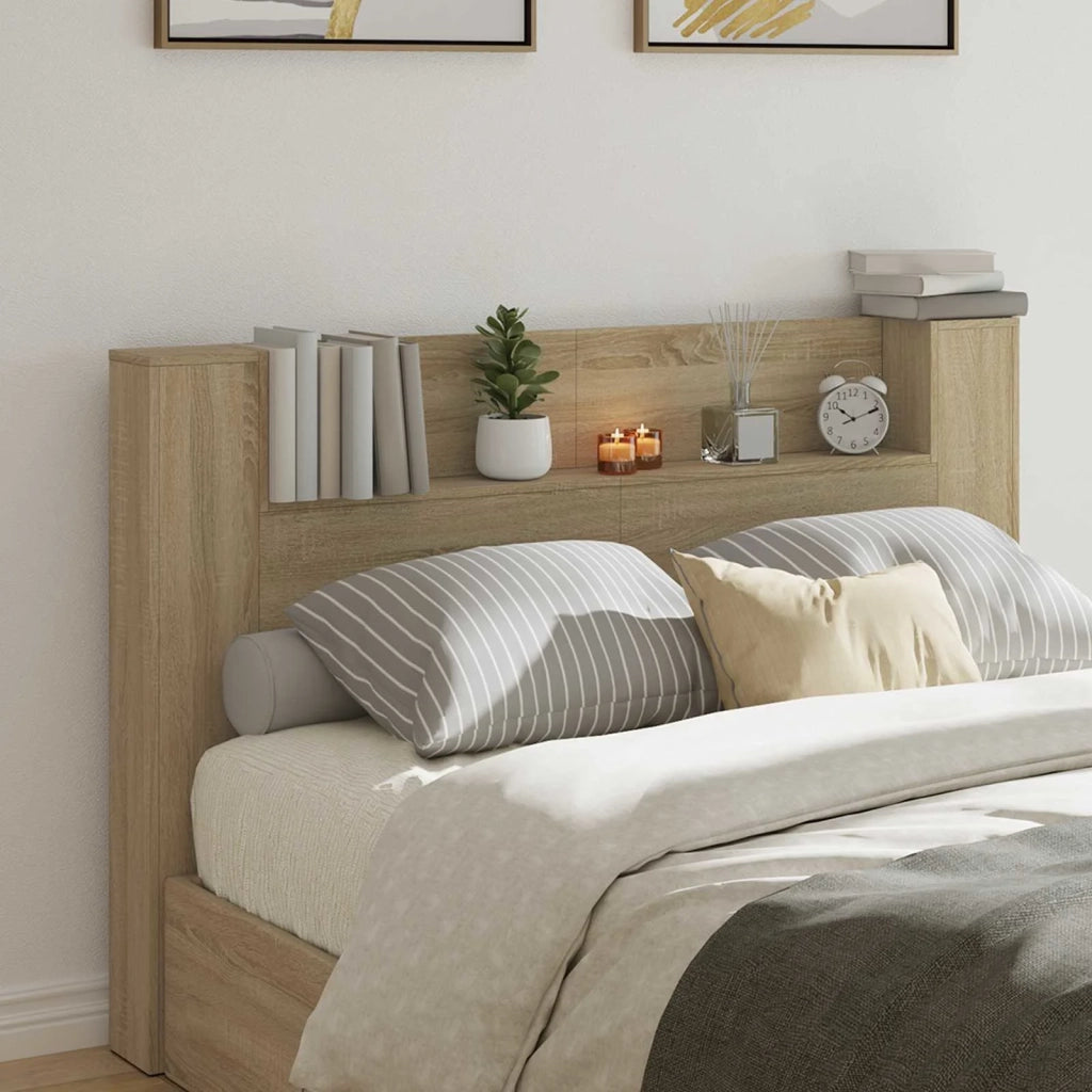 Testiera | Testata con Mobile e LED Sonoma 160 x 16,5 x 103,5 cm