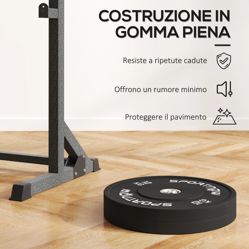 Dischi Pesi 10kg Gomma ¨C Minimal ¨C Nero 2''