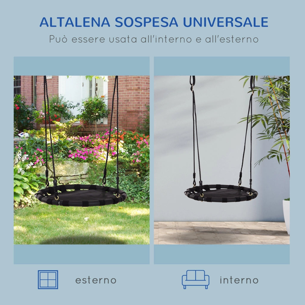 Altalena a Nido da Giardino per Bambini Nero Diametro 60 cm