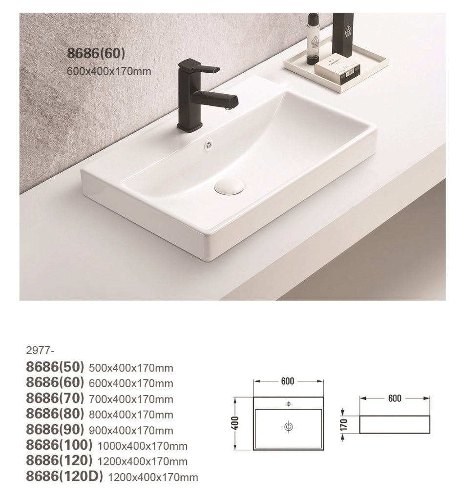 Lavabo per mobile a una vasca 60 cm Lavabi per mobile 60 x 17 x 40 cm