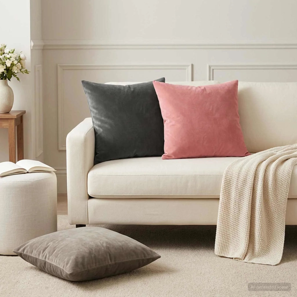 Cuscino con cuscino HEERLEN 2 pz Rosa Velluto 926935