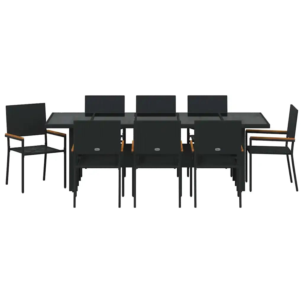 Set da Pranzo per Giardino 9 pcs Nero polyrattan 3365414