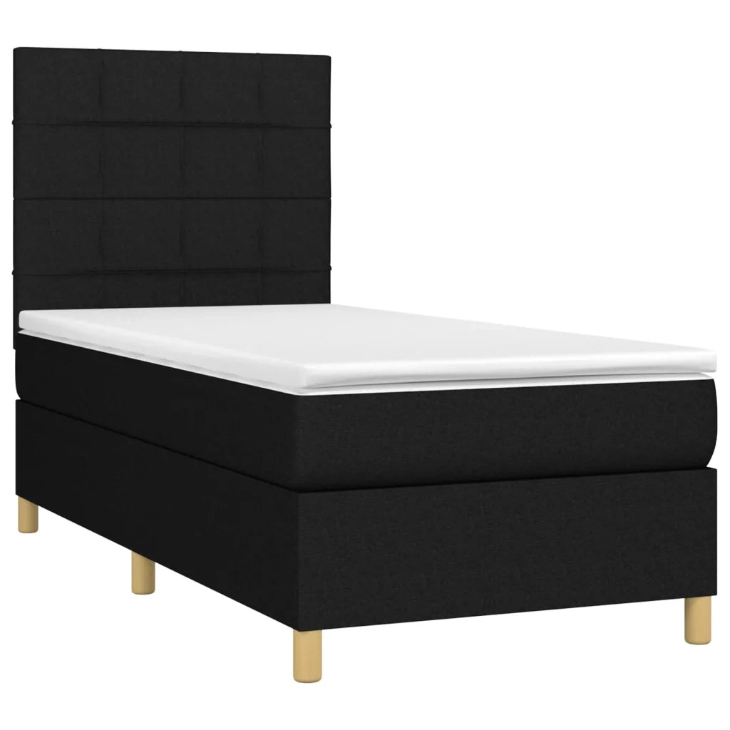 Letto a Molle con Materasso e LED Nero 90x190 cm in Tessuto
