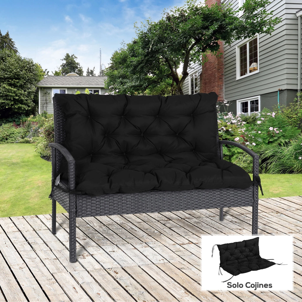 Cuscino per Divano da Giardino 2 Posti ¨C zephmum ¨C 100x98x8 cm Nero