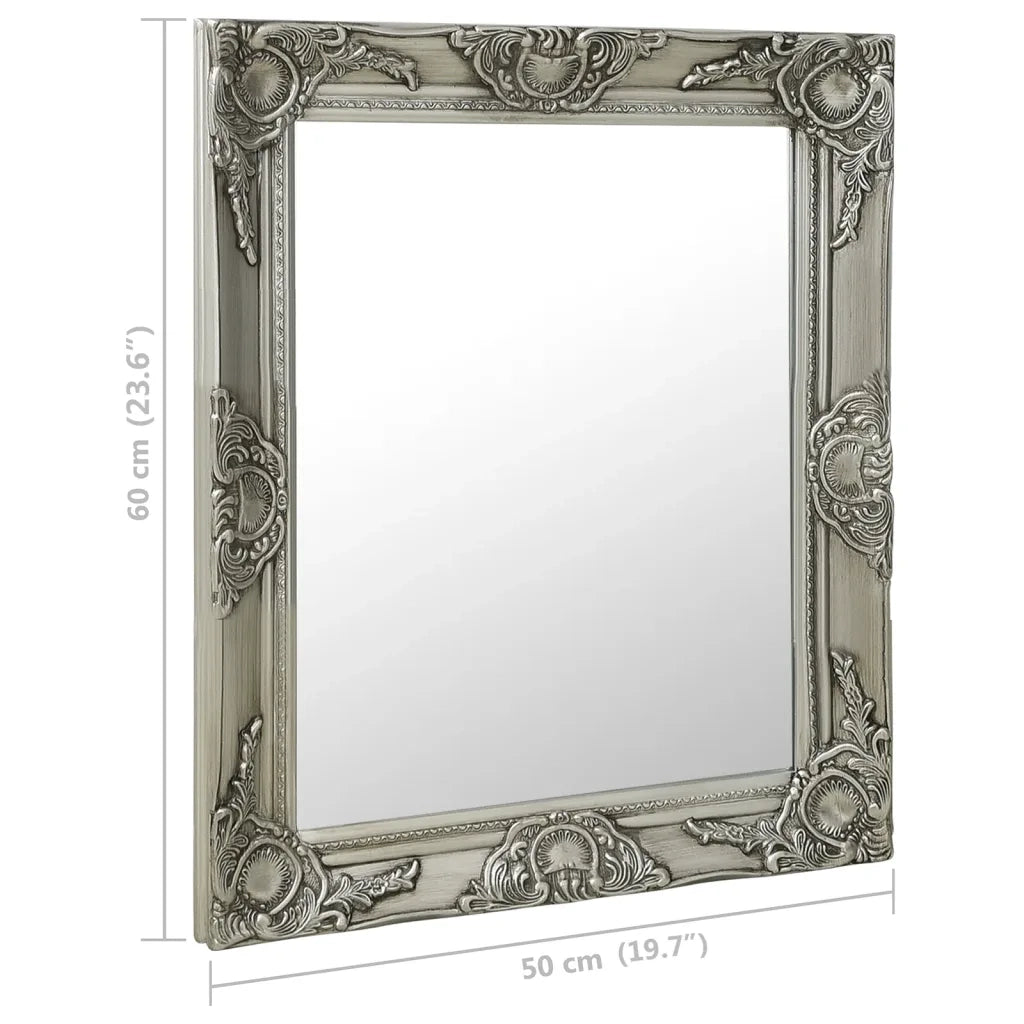 Specchio da Parete | Specchio decorativo Stile Barocco 50x60 cm Argento