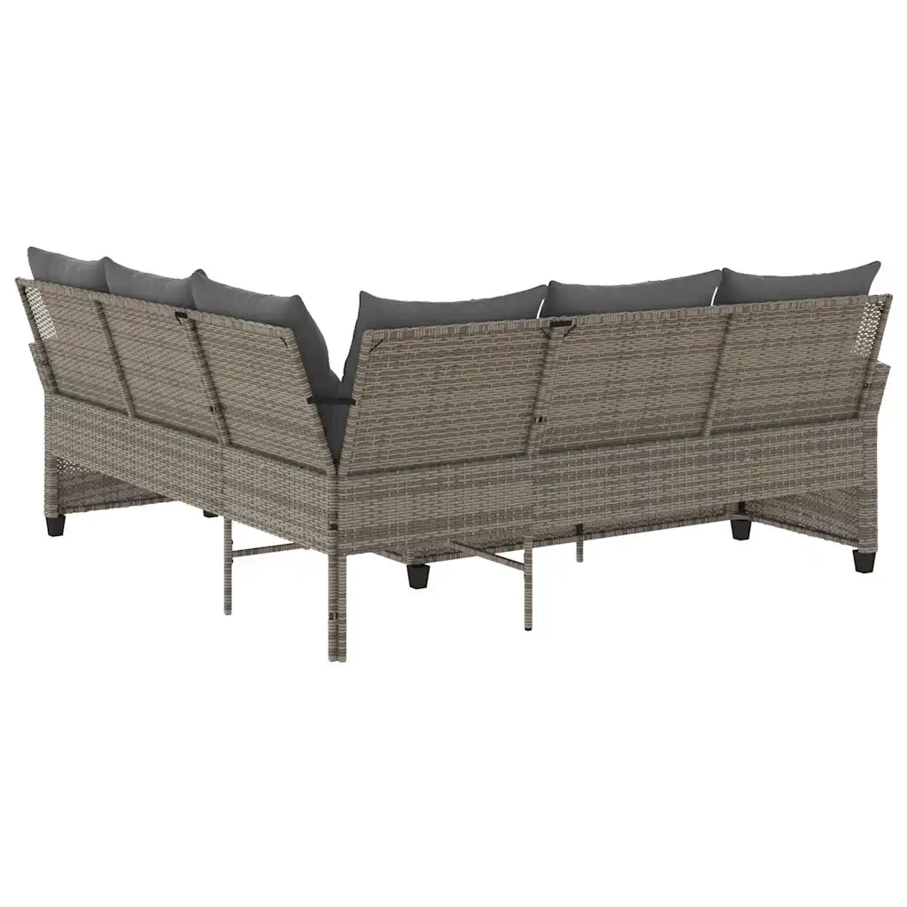 Divano a Forma di L con Cuscini in Polyrattan Grigio 365416