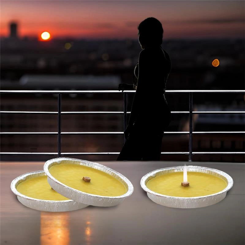 MAURY'S SET 12 CANDELE ALLA CITRONELLA BASE IN ALLUMINIO STOPPINO IN FIBRA DI LEGNO PRESSATO 16,5 CM