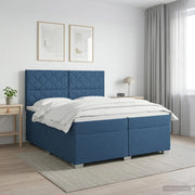 Letto box spring con materasso Blu 200 x 200 cm Tessuto 3453499