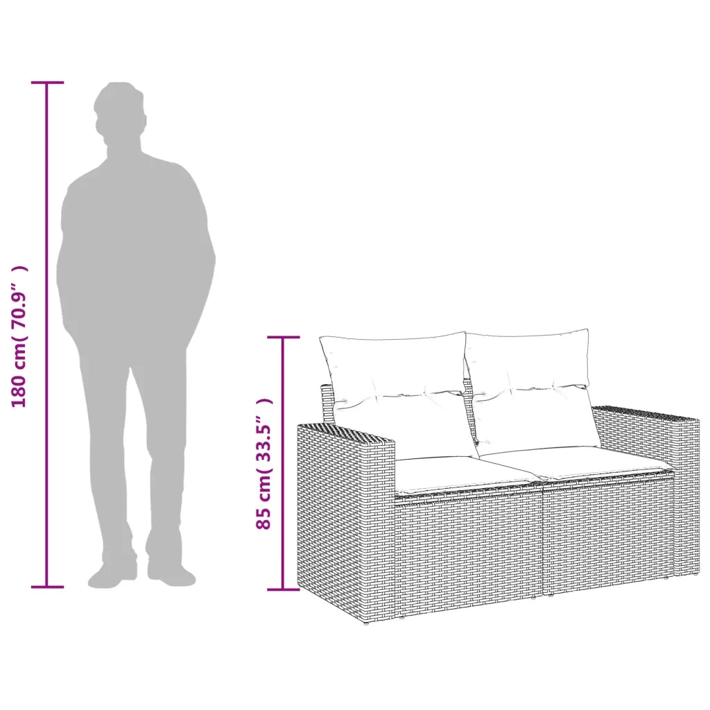 Divano da Giardino con Cuscini a 2 Posti Beige in Polyrattan 366093