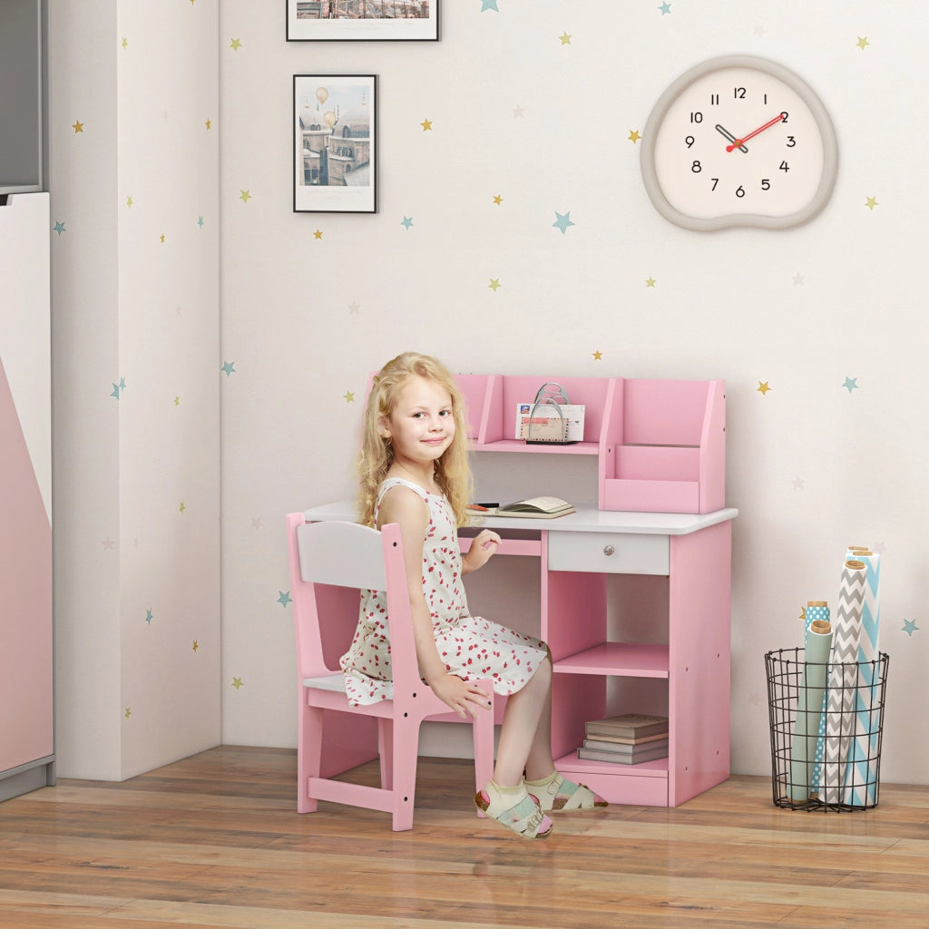 Scrivania bambini con sedia ¨C Minimal ¨C rosa 90x45x90 cm
