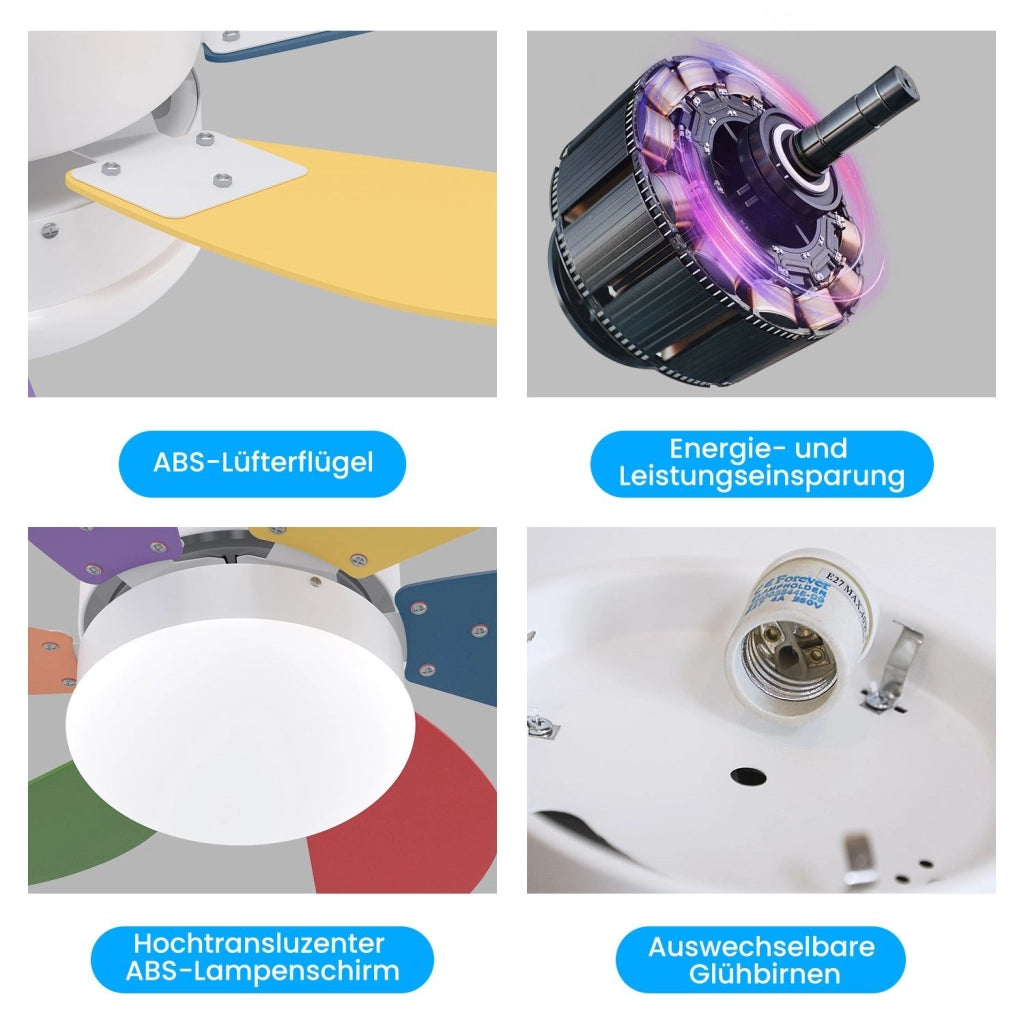 ZMH Ventilatore da soffitto con luce e telecomando Silenziatore per corridoio Camera da letto Luce a soffitto