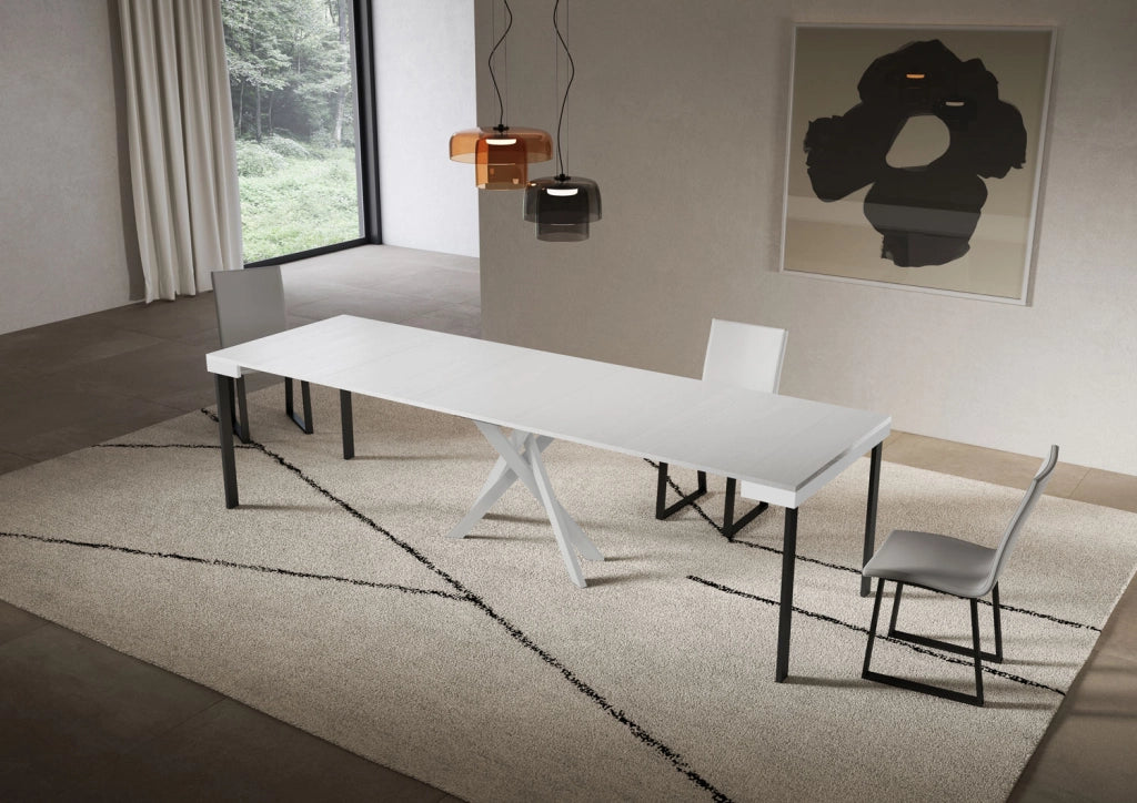 Consolle allungabile 90x40/300 cm Sakuro Evolution Bianco Frassino gambe bianche