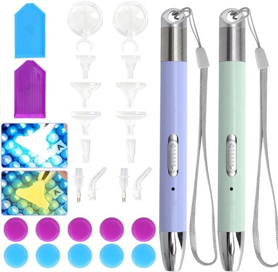 Set di 2 Pennelli per Pianeta di Diamanti con Luce e Ricaricabile via USB