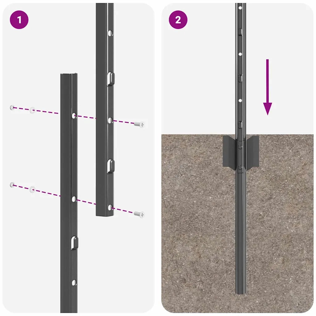 Palo della recinzione 22 pcs Grigio 180 cm Acciaio 3335940