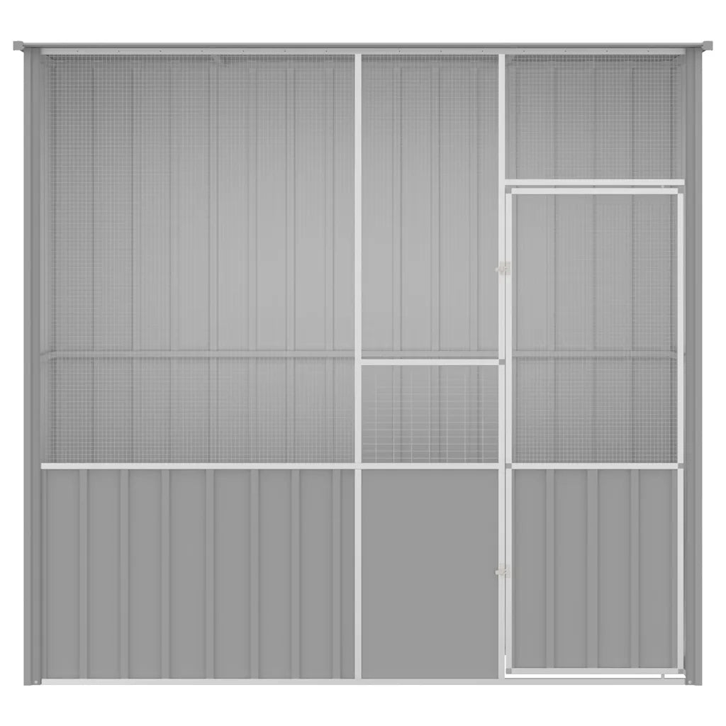 Gabbia per Uccelli Grigia 215x78x200 cm in Acciaio Zincato 172345