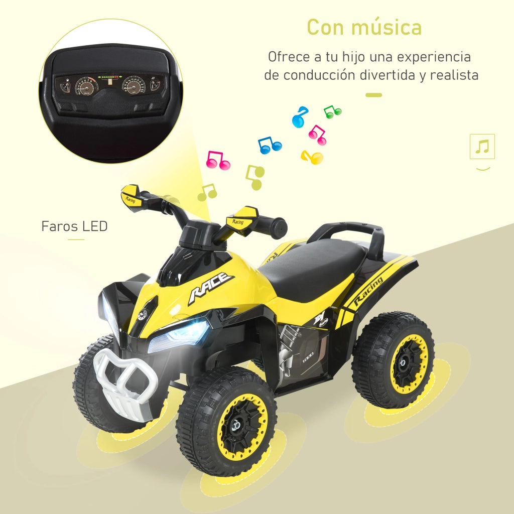 Quad 4 Ruote per Bambini con Luci e Suoni ¨C Minimal ¨C Giallo e Nero 67.5x38x44 cm