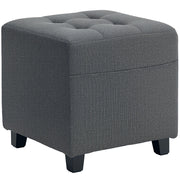 Tavolino Basso Imbottito Grigio con Tasca Laterale ¨C Minimal ¨C Lino