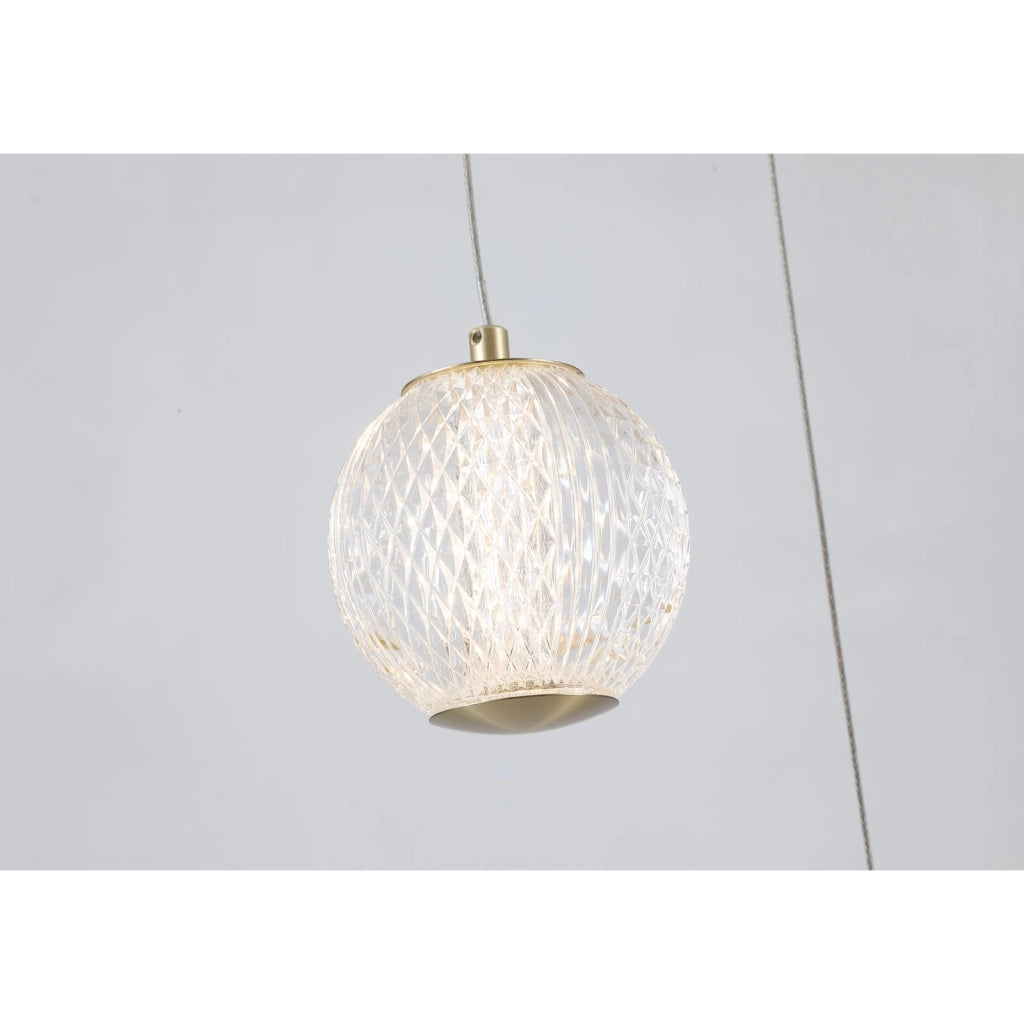 Pendente Allure 5Lt Multi-Drop - Ottone satinato e acrilico trasparente