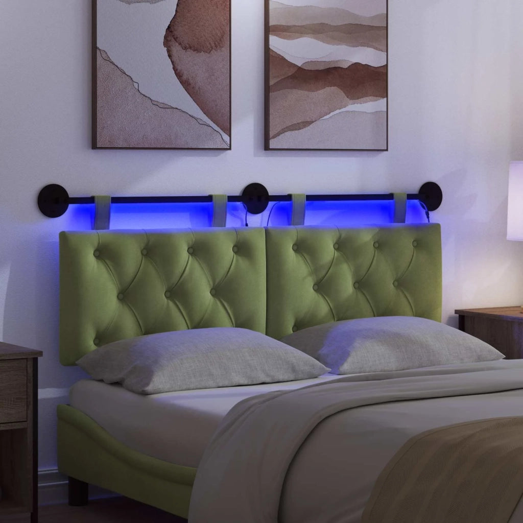 Testiera sospesa Con luce LED Verde chiaro Velluto 3424612
