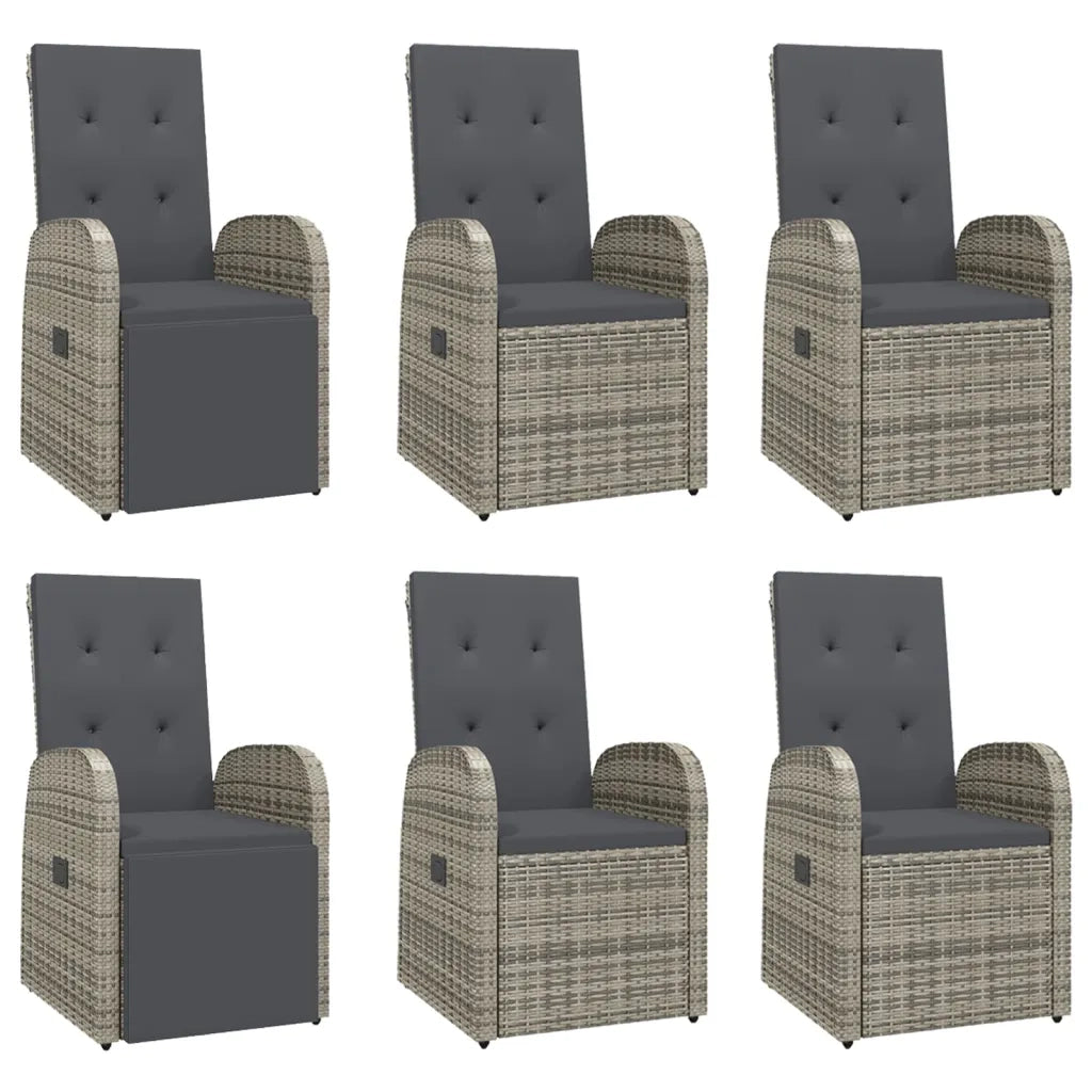 Set da Pranzo da Giardino 7 pz con Cuscini in Polyrattan Grigio 3157587