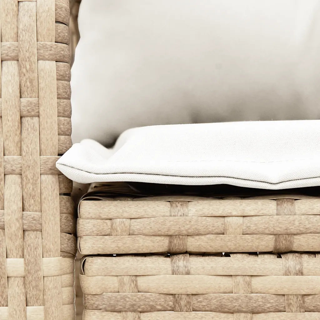 Sedia a Dondolo da Giardino | Sedie da Esterno con Cuscini in Polyrattan Beige