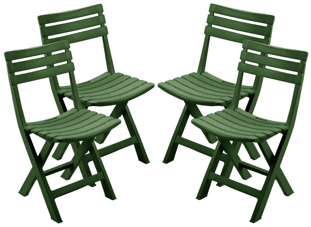 4 SEDIE BIRKI VERDI IN RESINA DA GIARDINO PIEGHEVOLI SALVASPAZIO MODELLO BIRRERIA