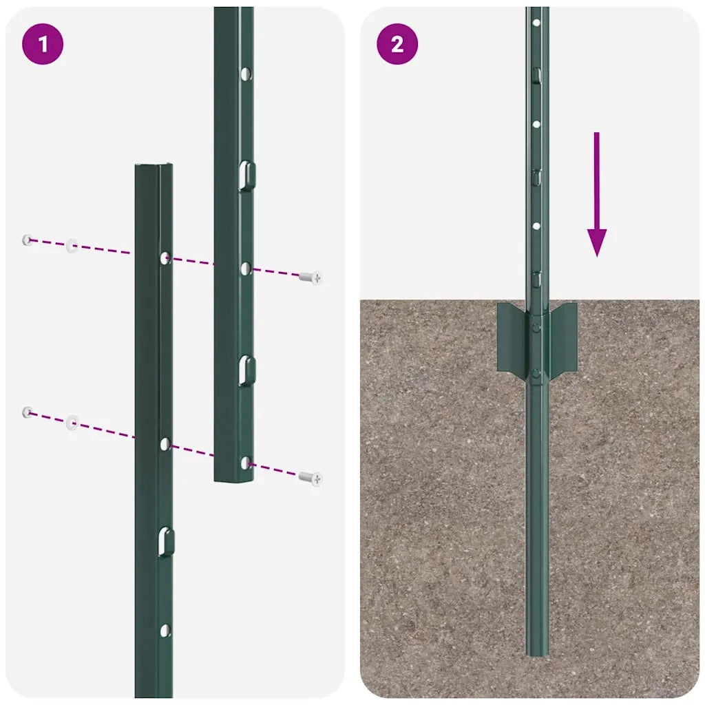 Palo della recinzione 44 pcs Verde 200 cm Acciaio 3335925