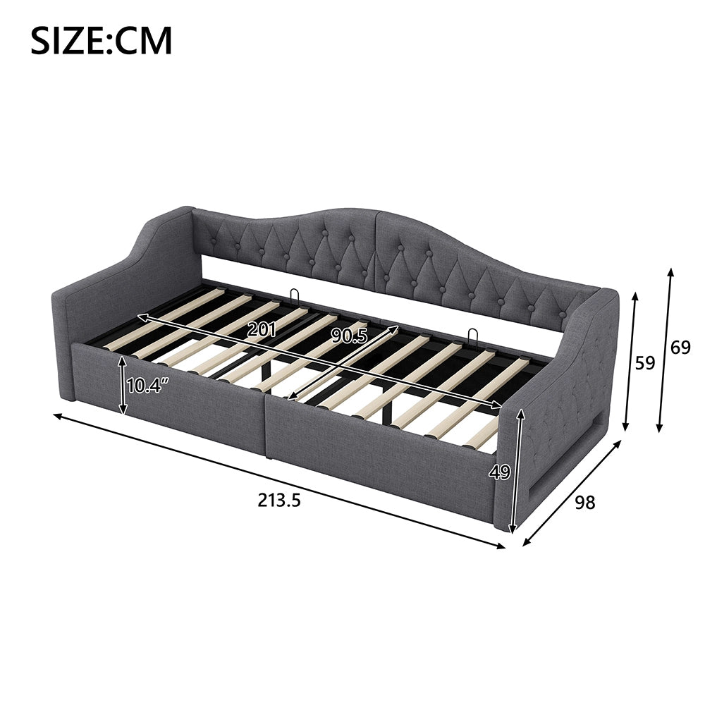 Letto imbottito - Xylo - 90x200cm LED con contenitore, grigio