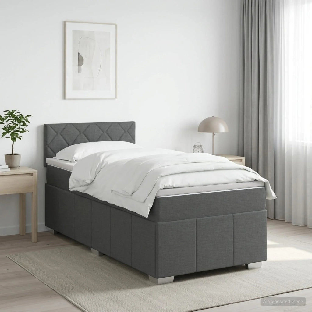 Letto box spring con materasso Grigio Scuro 100 x 200 cm 3451151