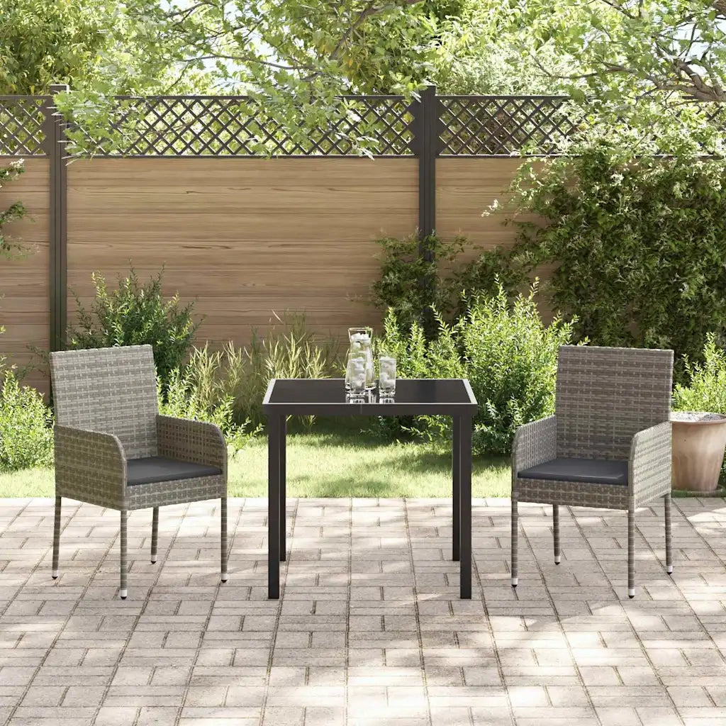 Set da Pranzo per Giardino con cuscino 3 pcs Grigio polyrattan 3380106