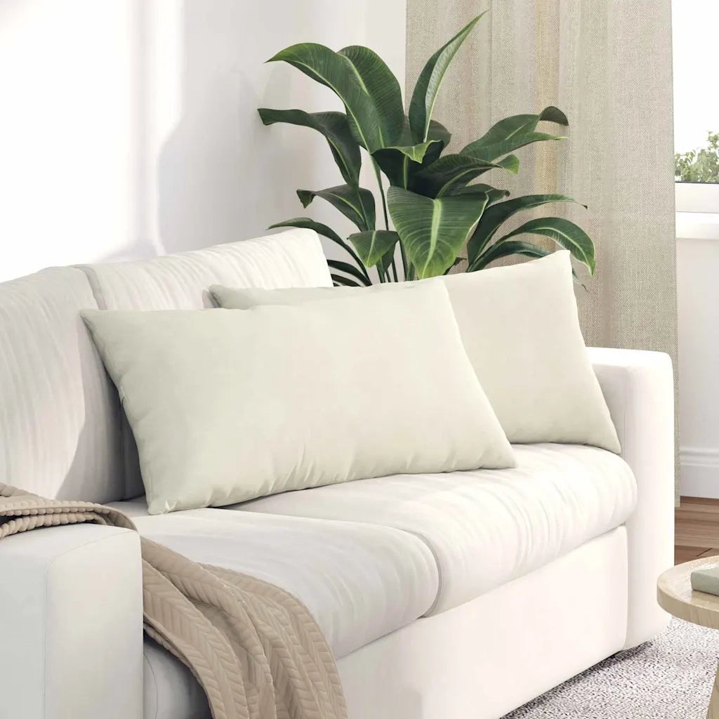Cuscini da Divano 2 pz-Set di 2 Cuscini per Sofa Crema 80 x 40 cm Tessuto in Cords 828581