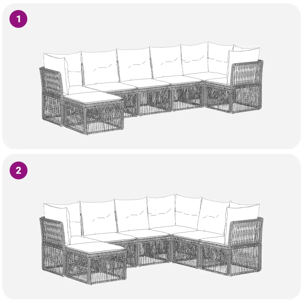 Set Divano da Giardino 7 pz Grigio polyrattan 3434297