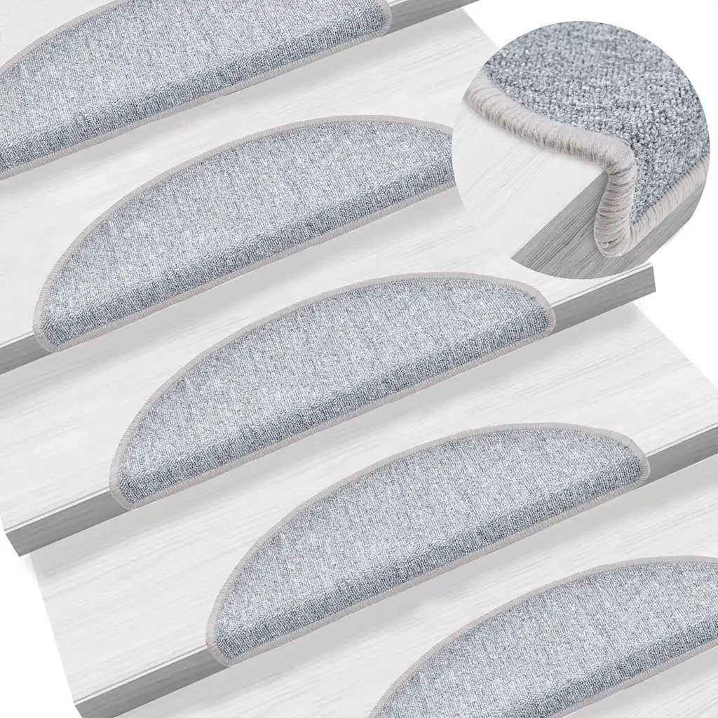 Tappetini per scale 30 pz 56x17x3 cm Grigio chiaro Semicircolari 3365736