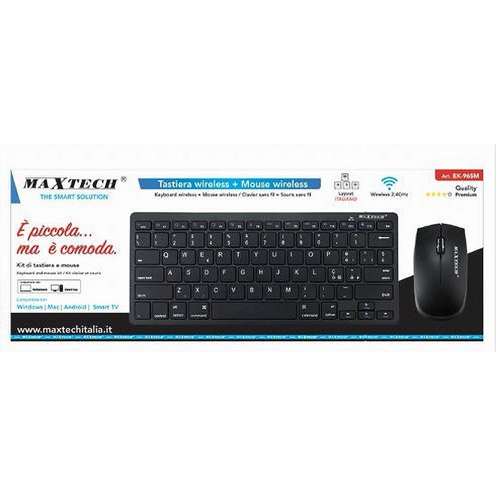 Trade Shop - Kit Tastiera + Mouse Wireless 2.4ghz Layout Ita Pc Windows Smart Tv Mac Ek-965m -