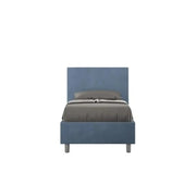 Letto singolo senza rete imbottito 80x210 microfibra blu Adele