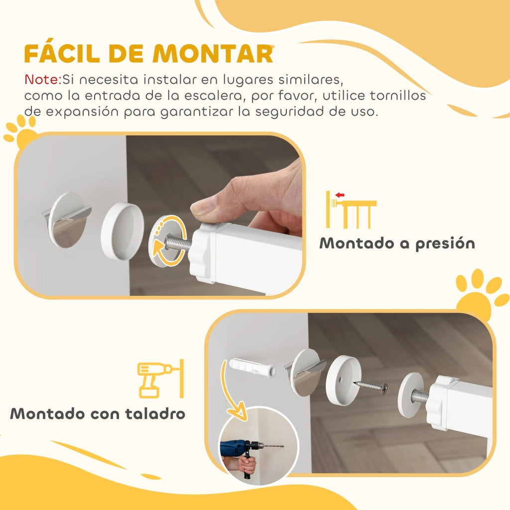 Barriera per Cani con Porta Regolabile ¨C Minimal ¨C Bianco 76-104 cm